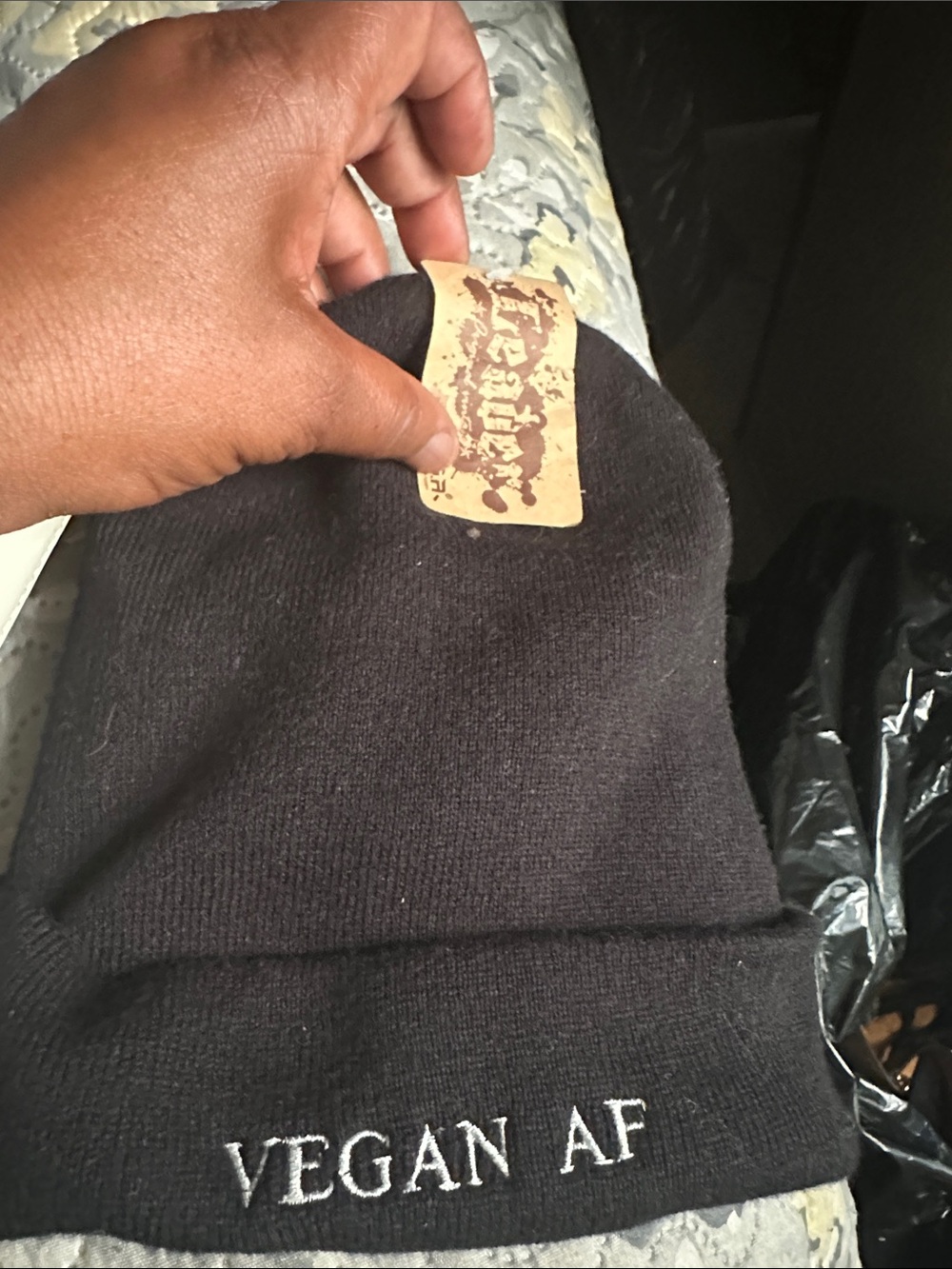 Vegan AF Black Beanie